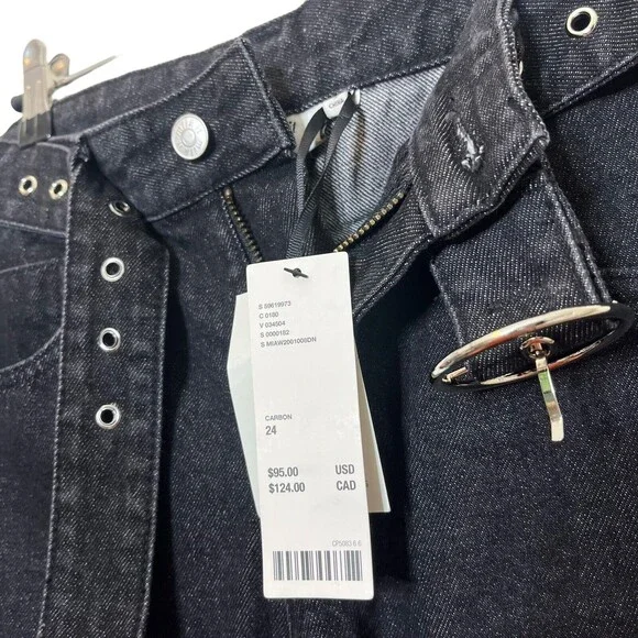 Urban Outfitters NWT Milk It Flare Jeans Women’s 24 Black Belted Vintage - Picture 12 of 14